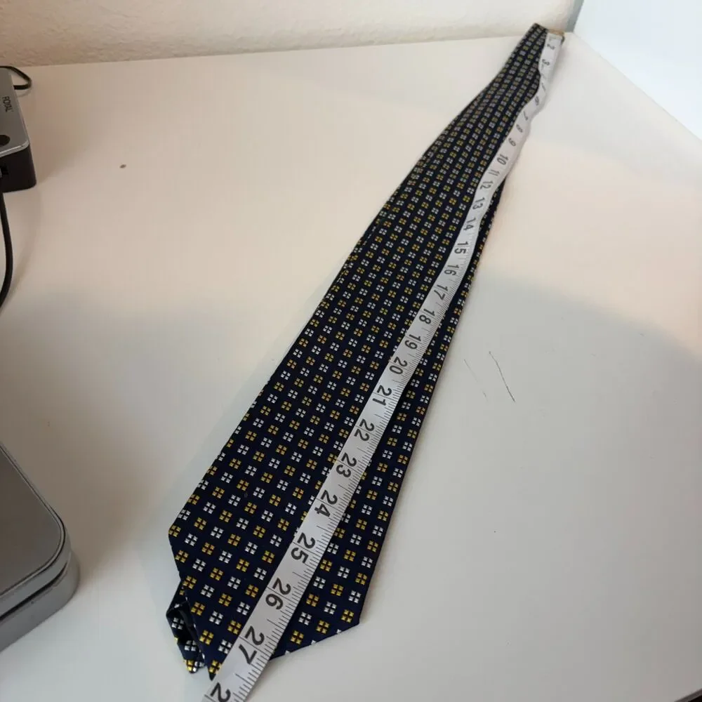 Brooks Brothers Tie Silk Navy Geometric England Fabric USA Made Classic Formal‎